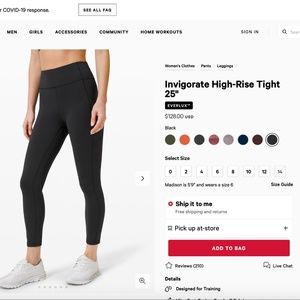 LULULEMON NWT Invigorate HR Tight 25" Leggings